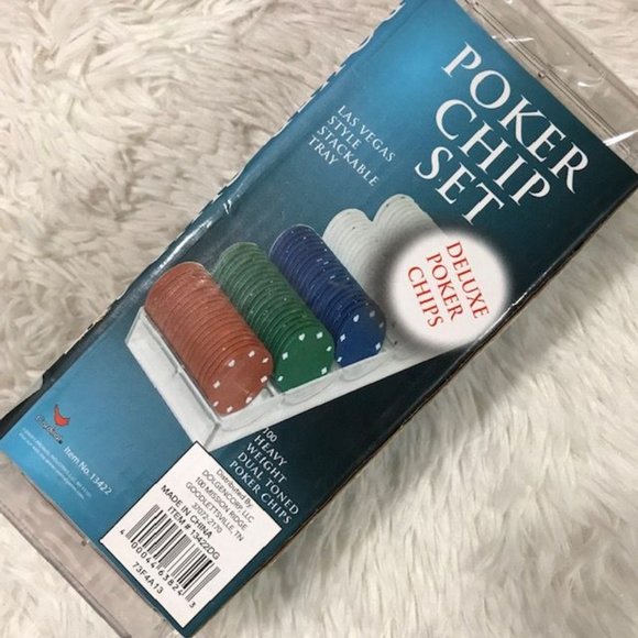 100 Ct Las Vegas Style Heavy Weight Dual Toned Poker Chip Set in Stackable Tray - Picture 2 of 9